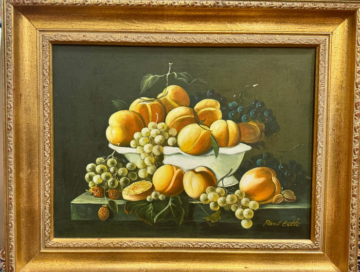 Original Framed Fruit Still Life Oil Painting.