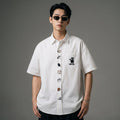 Chemise oversize style collège en coton, blanc ou bleu, pour un look K-fashion décontracté. - Taille M