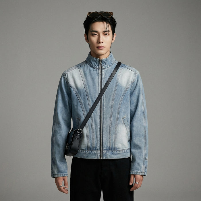 Veste denim oversize bleue déchirée streetwear - Koreanxwear - Taille S