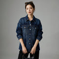 Veste chemise en jean oversize pour un look streetwear K-fashion décontracté - Taille XS