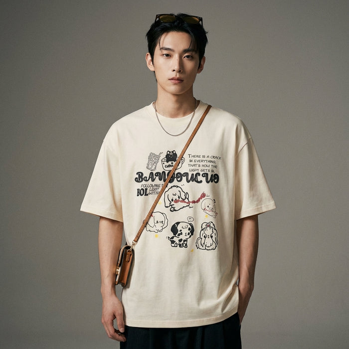 T-shirt unisexe oversize imprimé chien - K-fashion - Taille S