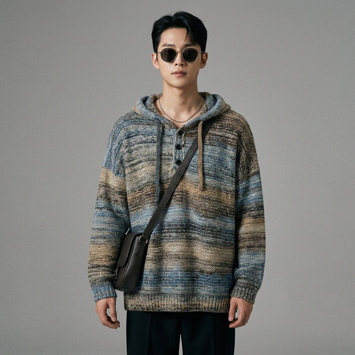 Pull à capuche dégradé bleu oversize - Koreanxwear - Taille M