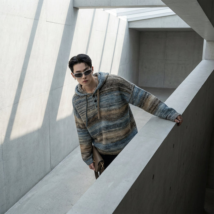 Pull à capuche dégradé bleu oversize - Koreanxwear