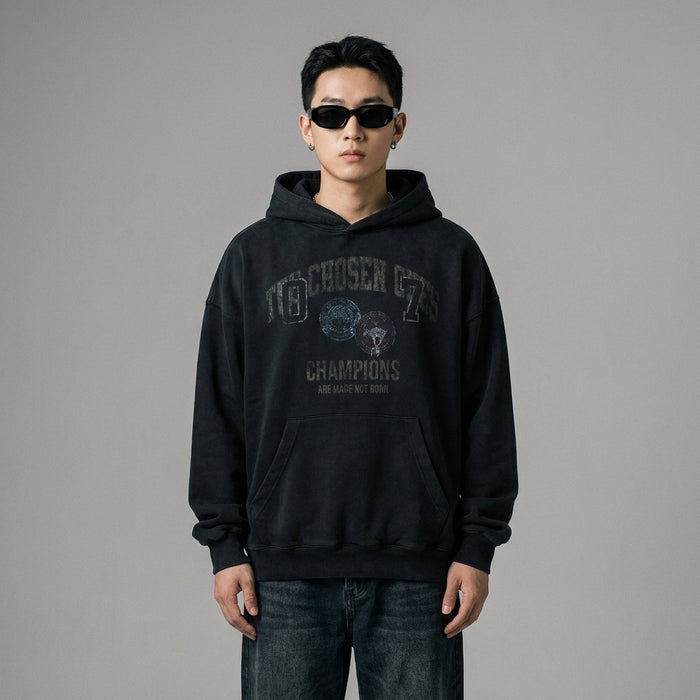 Sweat à capuche oversize noir homme avec logo dégradé - Koreanxwear - Taille M