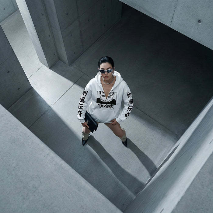 Sweat à capuche oversize blanc en coton - Style streetwear K-fashion