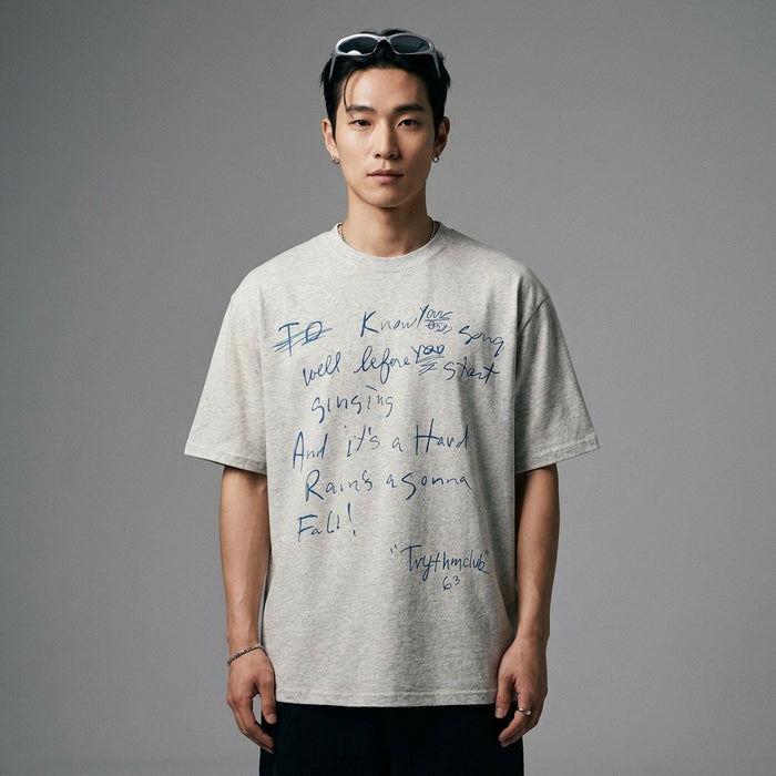 T-Shirt Oversize noir homme imprimé lettres - Koreanxwear - Taille M