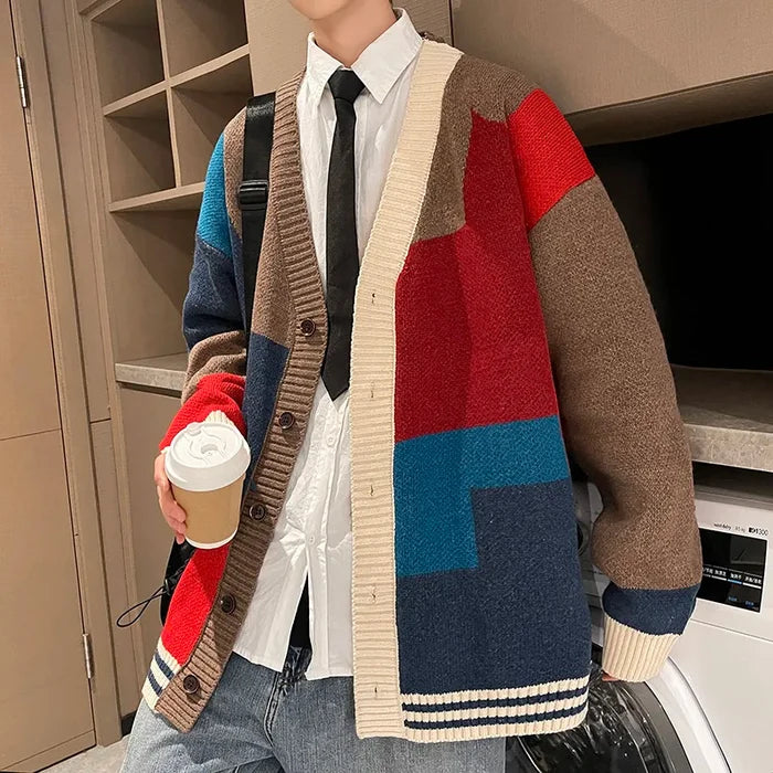 Oversize Patchwork Coat-Sweater