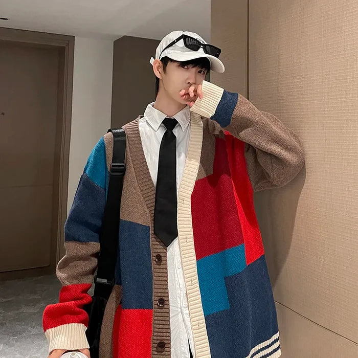 Oversize Patchwork Coat-Sweater