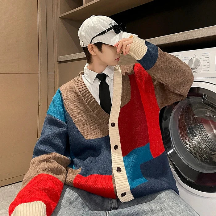 Oversize Patchwork Coat-Sweater