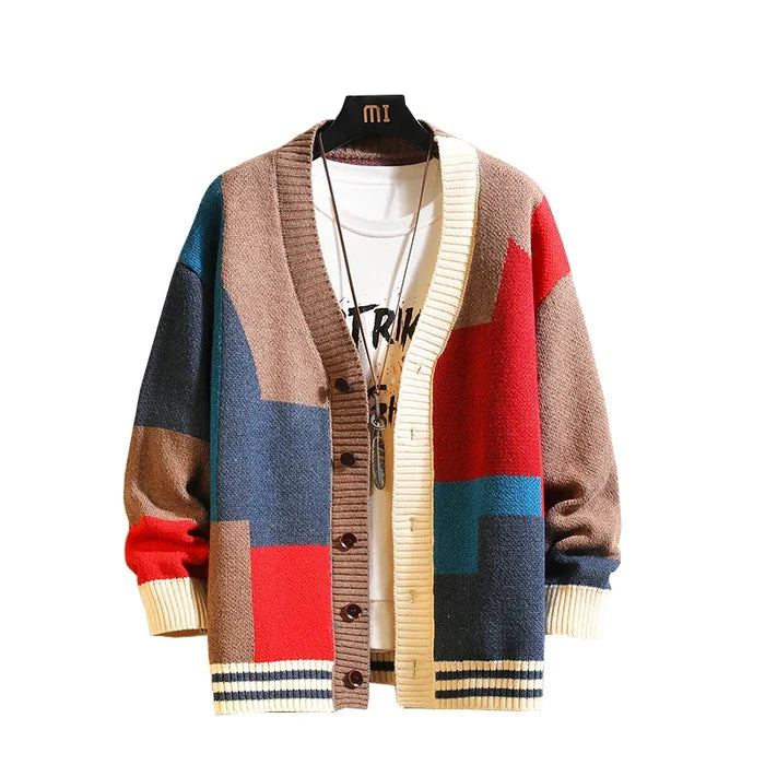 Oversize Patchwork Coat-Sweater