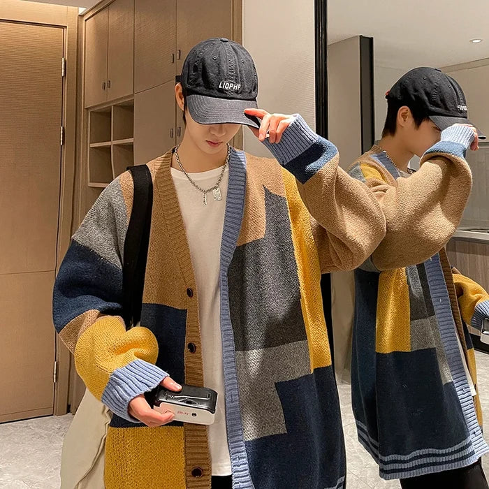 Oversize Patchwork Coat-Sweater
