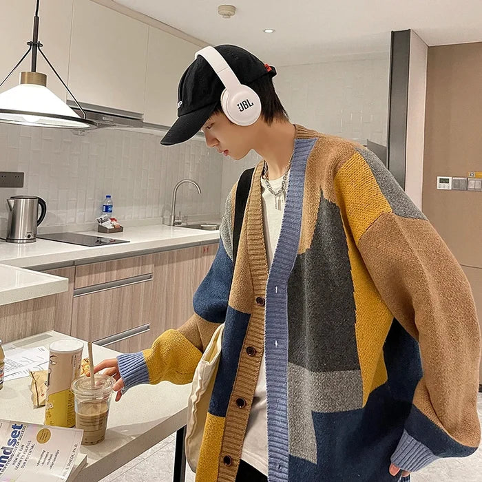 Oversize Patchwork Coat-Sweater