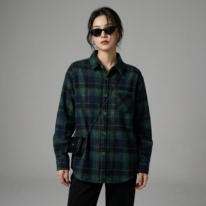 Chemise à carreaux oversize unisexe - Style streetwear K-fashion - Taille M