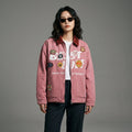 Veste imprimée délavée homme, style streetwear K-fashion, couleur kaki ou rose poudré. - Taille M