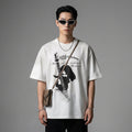 T-Shirt imprimé oversize rock noir en coton - Mode coréenne unisexe - Taille S