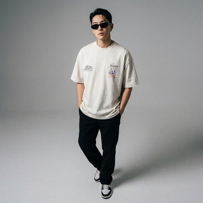 T-shirt oversize col rond imprimé homme - K-fashion décontractée - Taille M