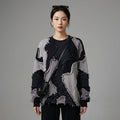 Sweat-shirt oversize noir col rond en coton - K-fashion décontractée - Taille S