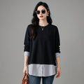 Sweat-shirt oversize noir effet deux pièces - K-fashion - Taille Plus Size L