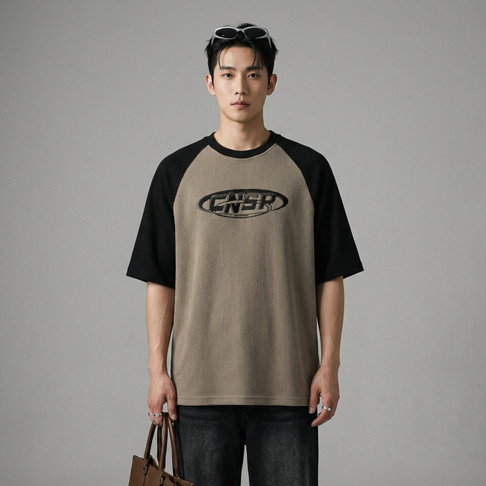 T-Shirt oversize imprimé lettres blanc et kaki - K-fashion streetwear - Taille M