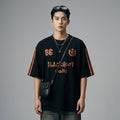 T-shirt oversize imprimé lettres, style streetwear K-fashion, noir et blanc - Taille M