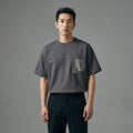 T-Shirt oversize à poche unisexe Gris Clair - Mode Coréenne - Taille M