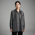 Chemisier rayé oversize avec col polo et manches longues - Koreanxwear - Taille One Size