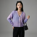 Cardigan tricoté oversize tie-dye violet - Koreanxwear - Taille S