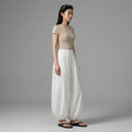 Pantalon lantern oversize blanc en coton - Koreanxwear - Taille M