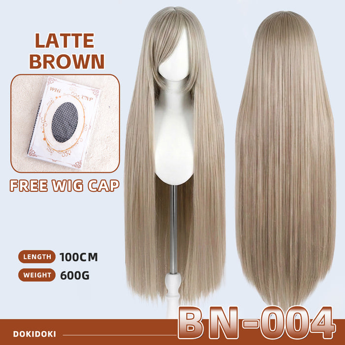【Partially Ready For Ship】【Brown】DokiDoki Cosplay Wig Basic Wig Long Straight Brown 100 CM Hair Wig Base