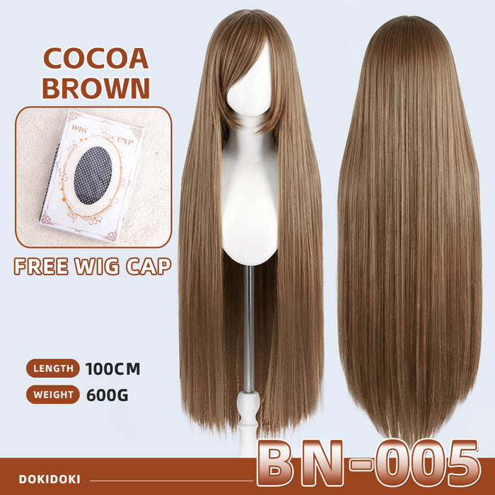 【Partially Ready For Ship】【Brown】DokiDoki Cosplay Wig Basic Wig Long Straight Brown 100 CM Hair Wig Base