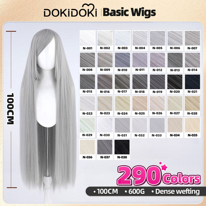 【Partially Ready For Ship】DokiDoki Cosplay Wig Basic Wig Long Straight Black White Silver 100 CM Hair Wig Base