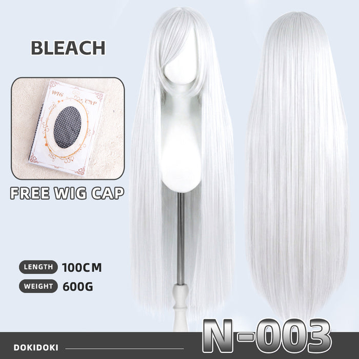 【Partially Ready For Ship】DokiDoki Cosplay Wig Basic Wig Long Straight Black White Silver 100 CM Hair Wig Base