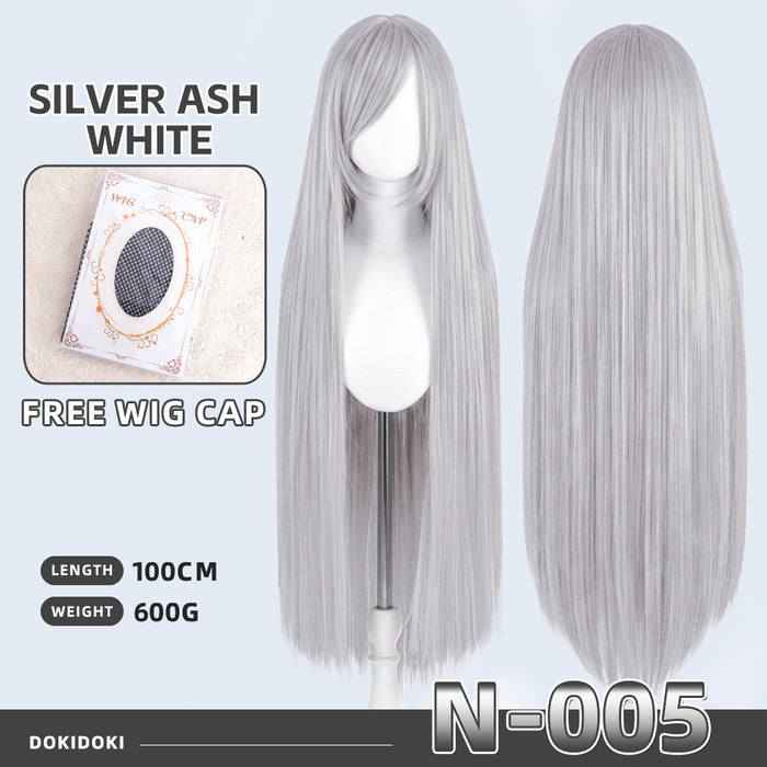 【Partially Ready For Ship】DokiDoki Cosplay Wig Basic Wig Long Straight Black White Silver 100 CM Hair Wig Base