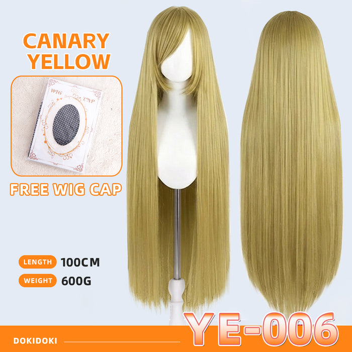【Partially Ready For Ship】【Yellow】DokiDoki Cosplay Wig Basic Wig Long Straight Yellow 100 CM Hair Wig Base