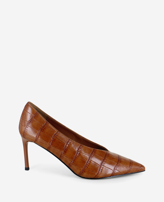 Perfecto Embossed Croco Leather High Vamp Pump