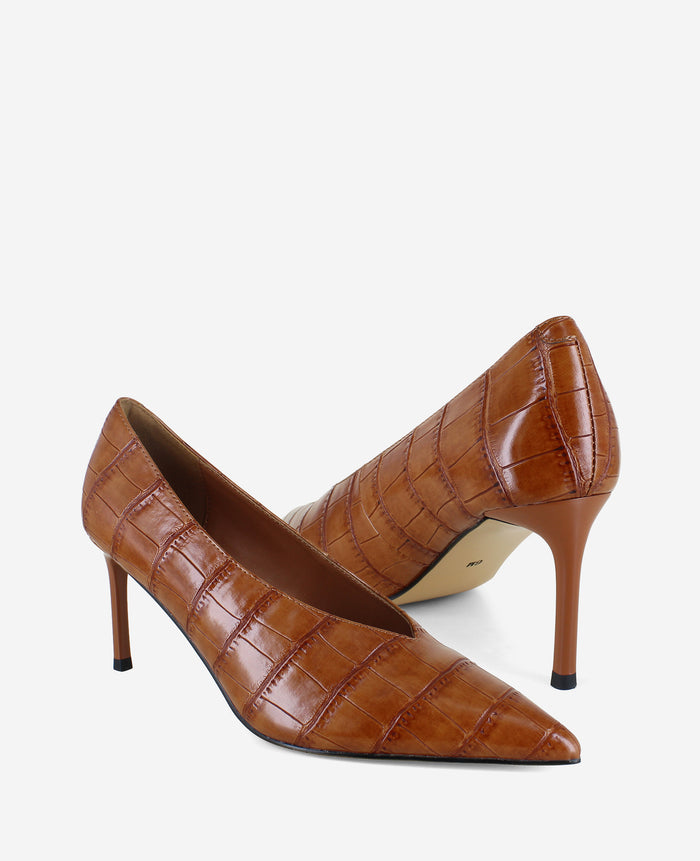 Perfecto Embossed Croco Leather High Vamp Pump