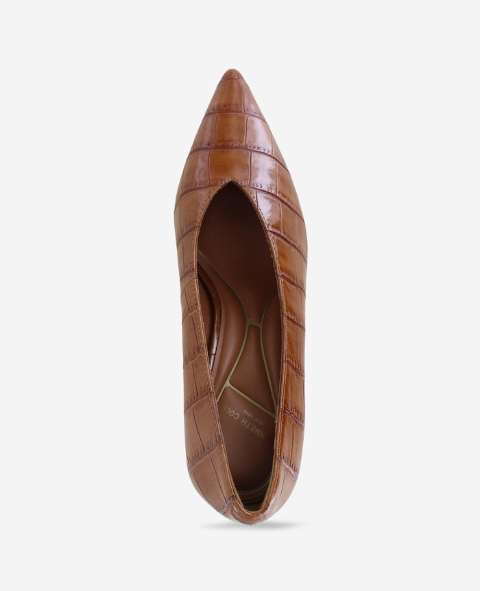 Perfecto Embossed Croco Leather High Vamp Pump