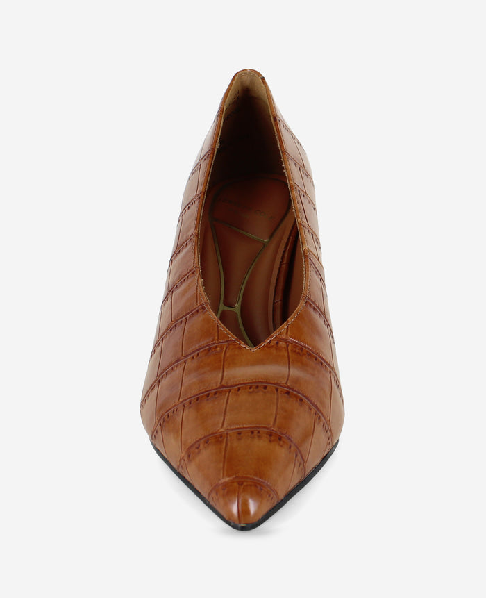 Perfecto Embossed Croco Leather High Vamp Pump