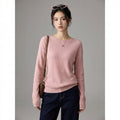 Pull rose en maille à col rond, style K-fashion décontracté - Taille Pink