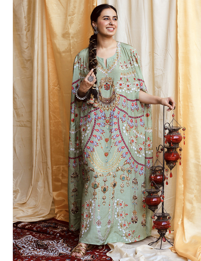 Jabeen Pista Moroccan Satin Silk Festive Dress