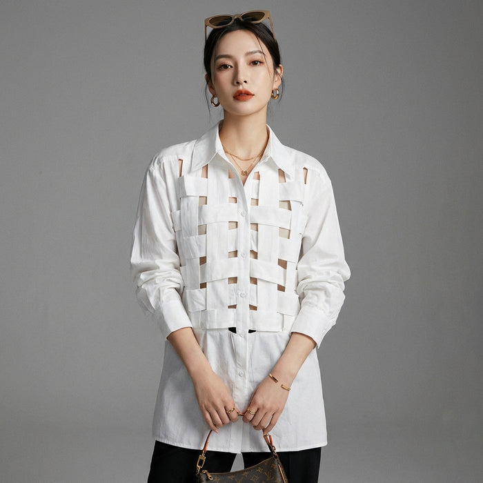 Chemise oversize à carreaux beige femme - Koreanxwear - Taille S