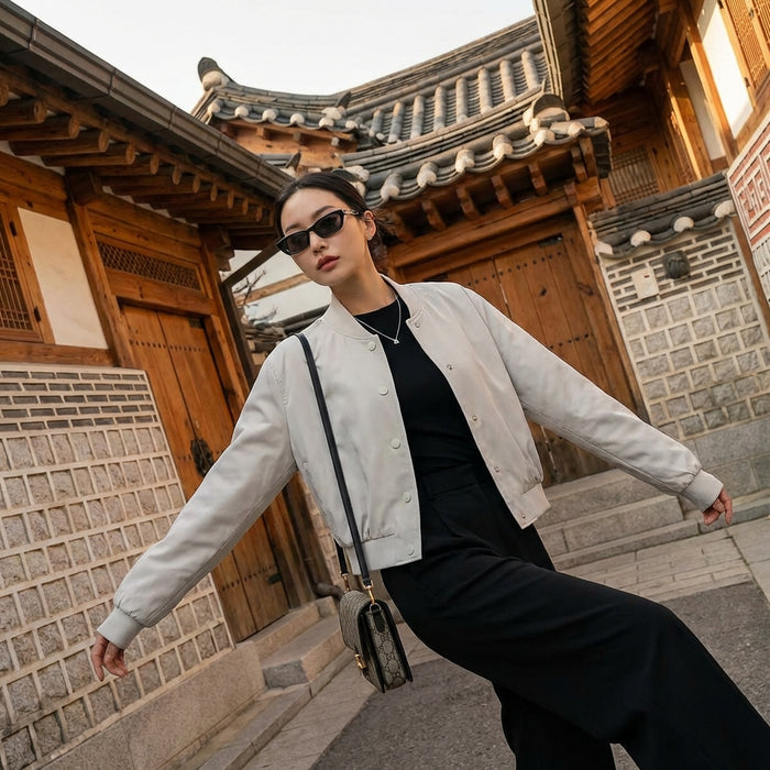 Veste unie col rond femme en polyester - K-fashion chic