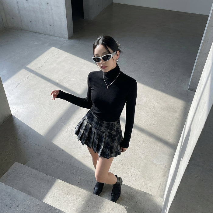 Jupe courte à carreaux taille haute style streetwear - Koreanxwear