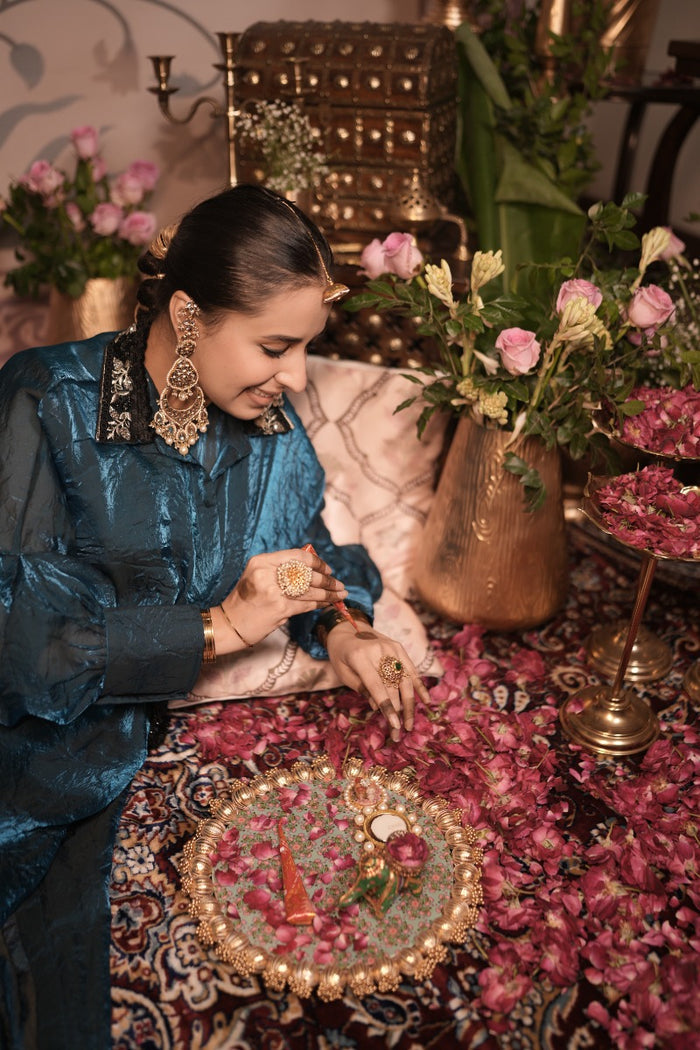 Blue tissue silk gown Singapore