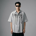 Chemise oversize imprimée lettre noire - Mode K-fashion décontractée - Taille M
