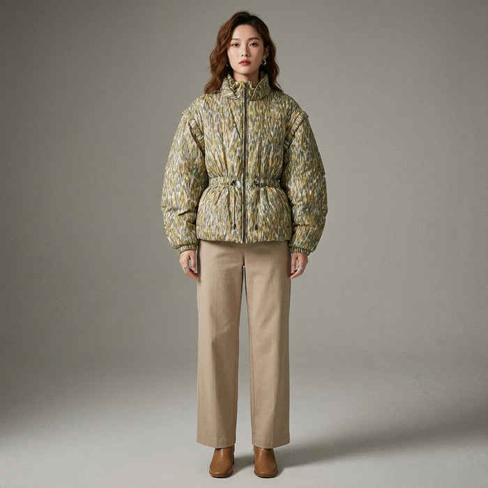 Veste courte imprimée femme, manches amovibles, style K-fashion moderne. - Taille S