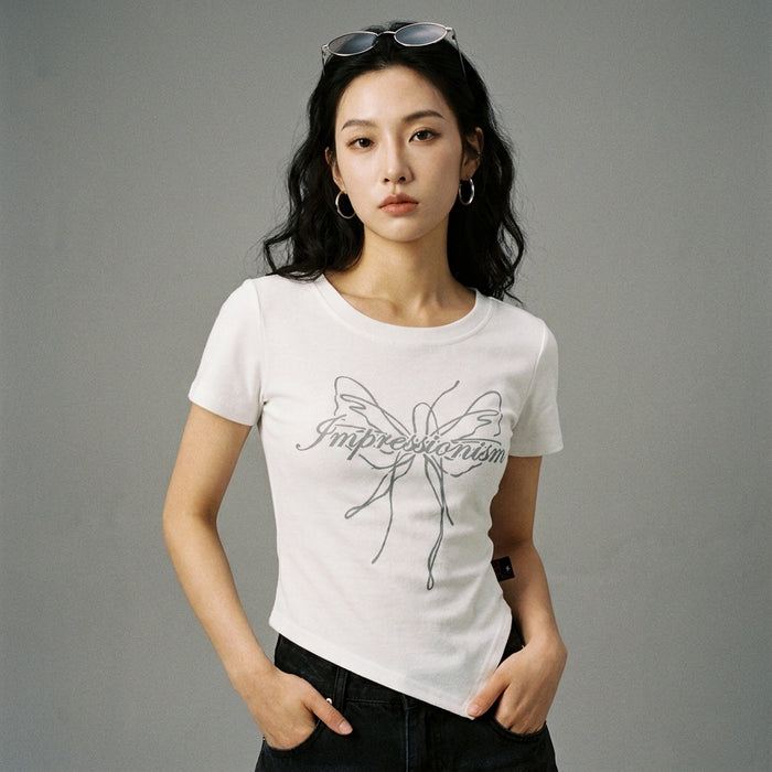 T-shirt court streetwear imprimé, couleur noire - Mode Coréenne - Taille S