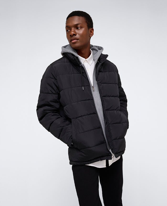 Puffer with Attached Jersey Hood