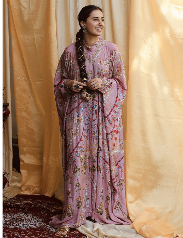 Rumi Purple Moroccan Satin Silk Festive Dress
