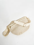Rachel Raffia Westlyn Bum Bag-Cream